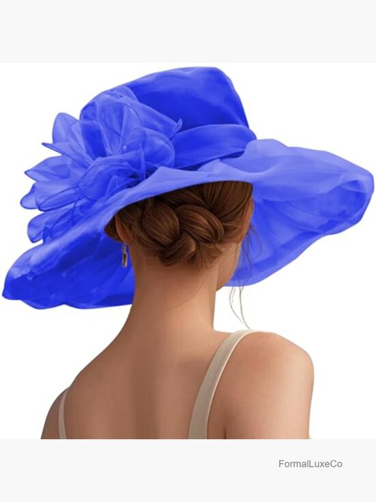 Organza Fascinator Derby Hat One Size Wide Brim Sun Protection Tea Party Wedding main image 6